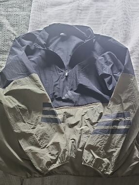 Men's ADIDAS Two-Tone Windbreaker Jacket - Navy and Olive